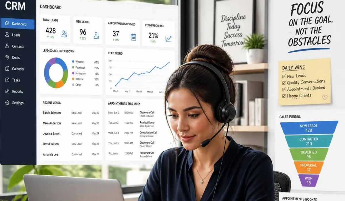 Sales virtual assistant managing CRM, lead generation, and appointment setting