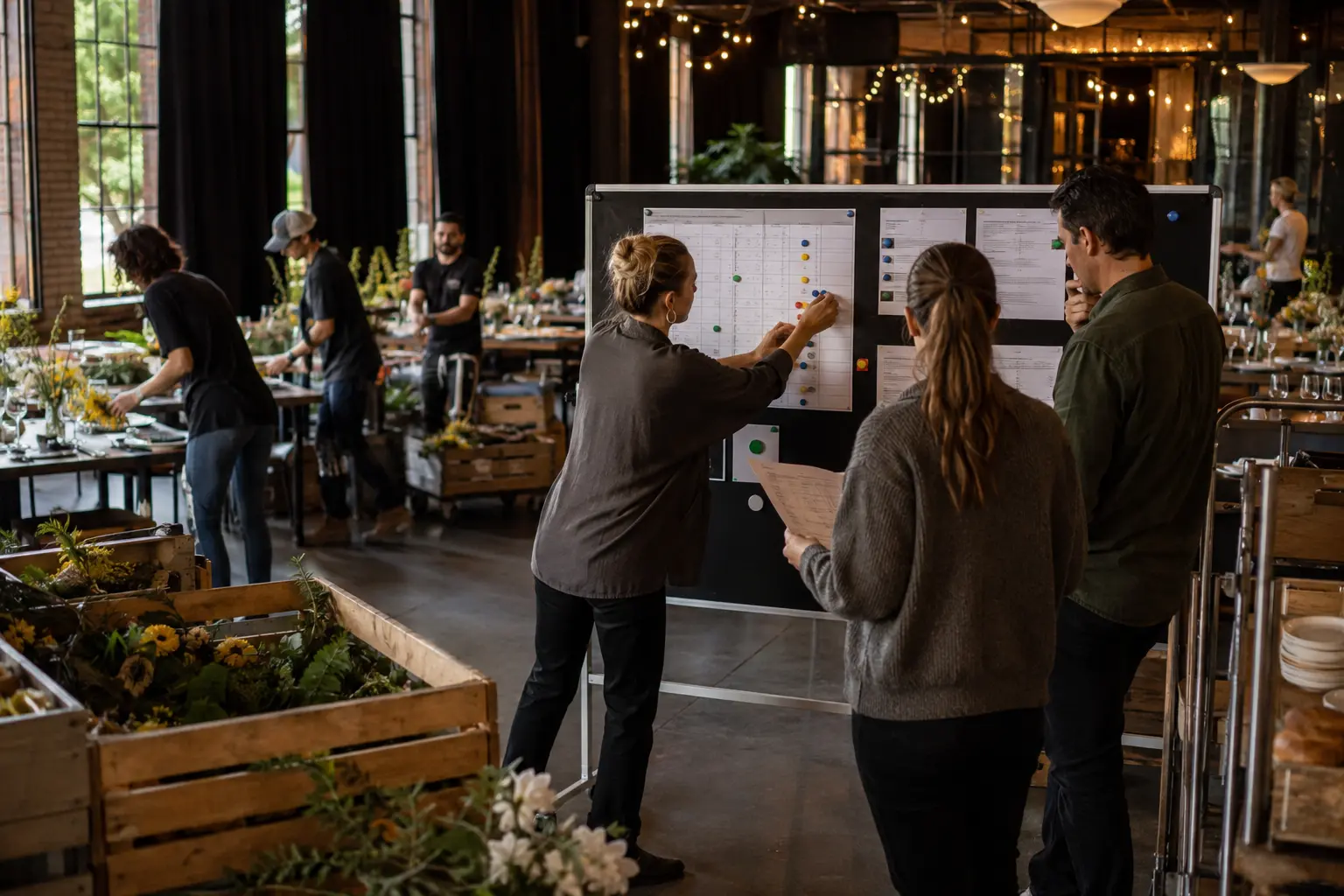 An event operations team uses a run board to coordinate a complex live workflow