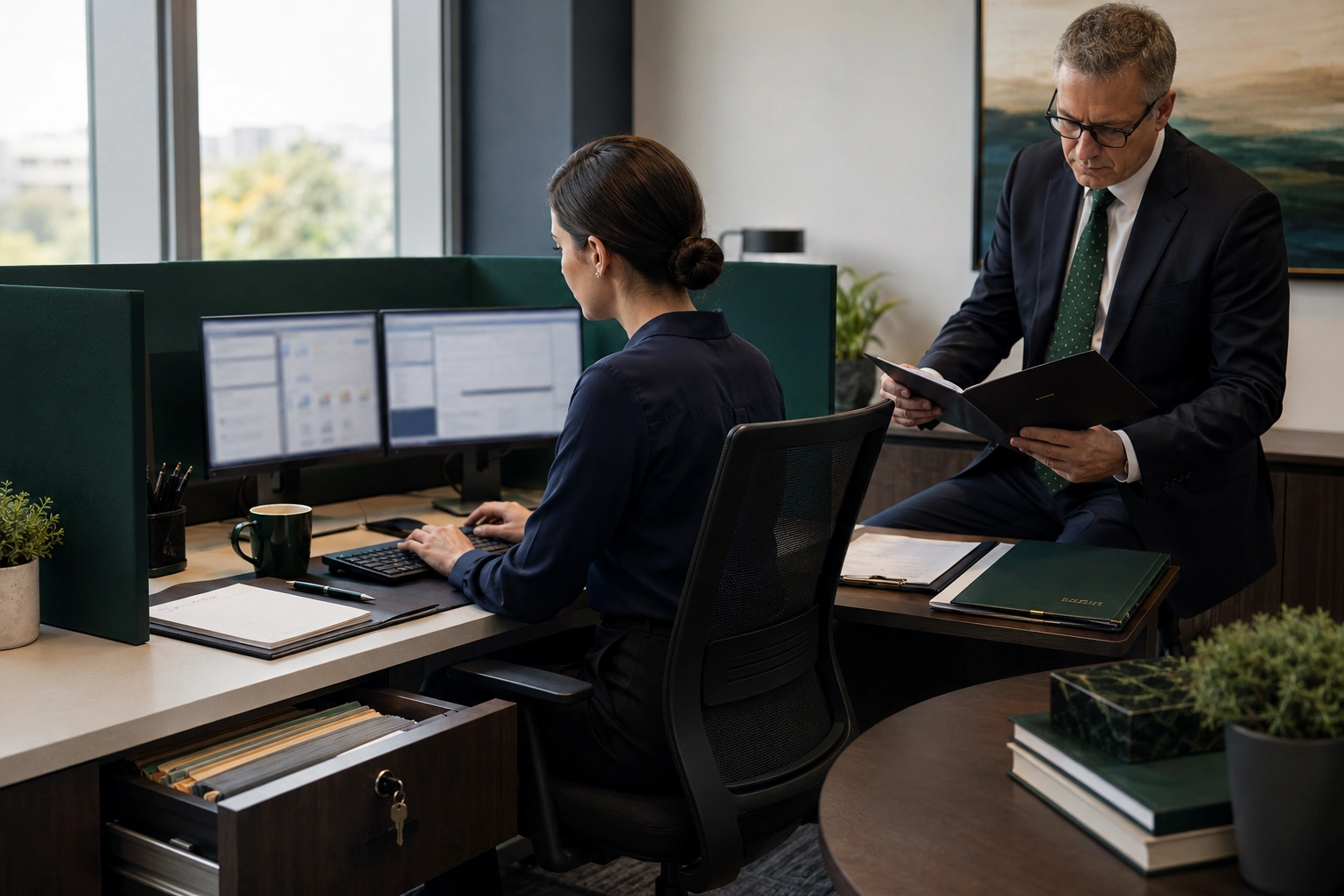 A specialist freelancer and client review a defined project and its final handoff materials
